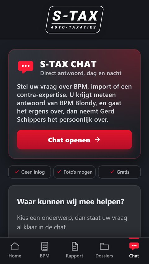 De S-TAX CHAT in de app: direct antwoord, dag en nacht
