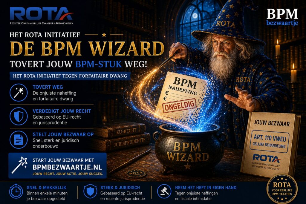 BPM Wizzy, de juridische AI-assistent op BPMBezwaartje.nl, tegen forfaitaire dwang bij BPM-naheffingen